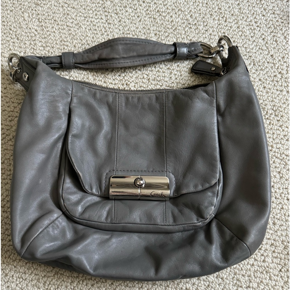Coach gray leather shoulder purse, barely worn